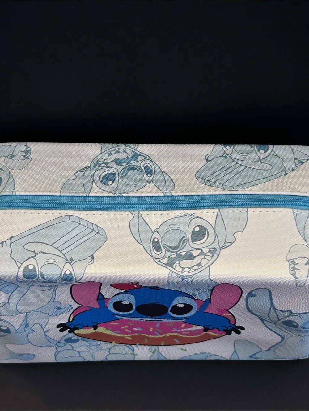 Stitch Blue Pink & White Design Zipper School Supplies or Cosmetic Pouch Zip Bag